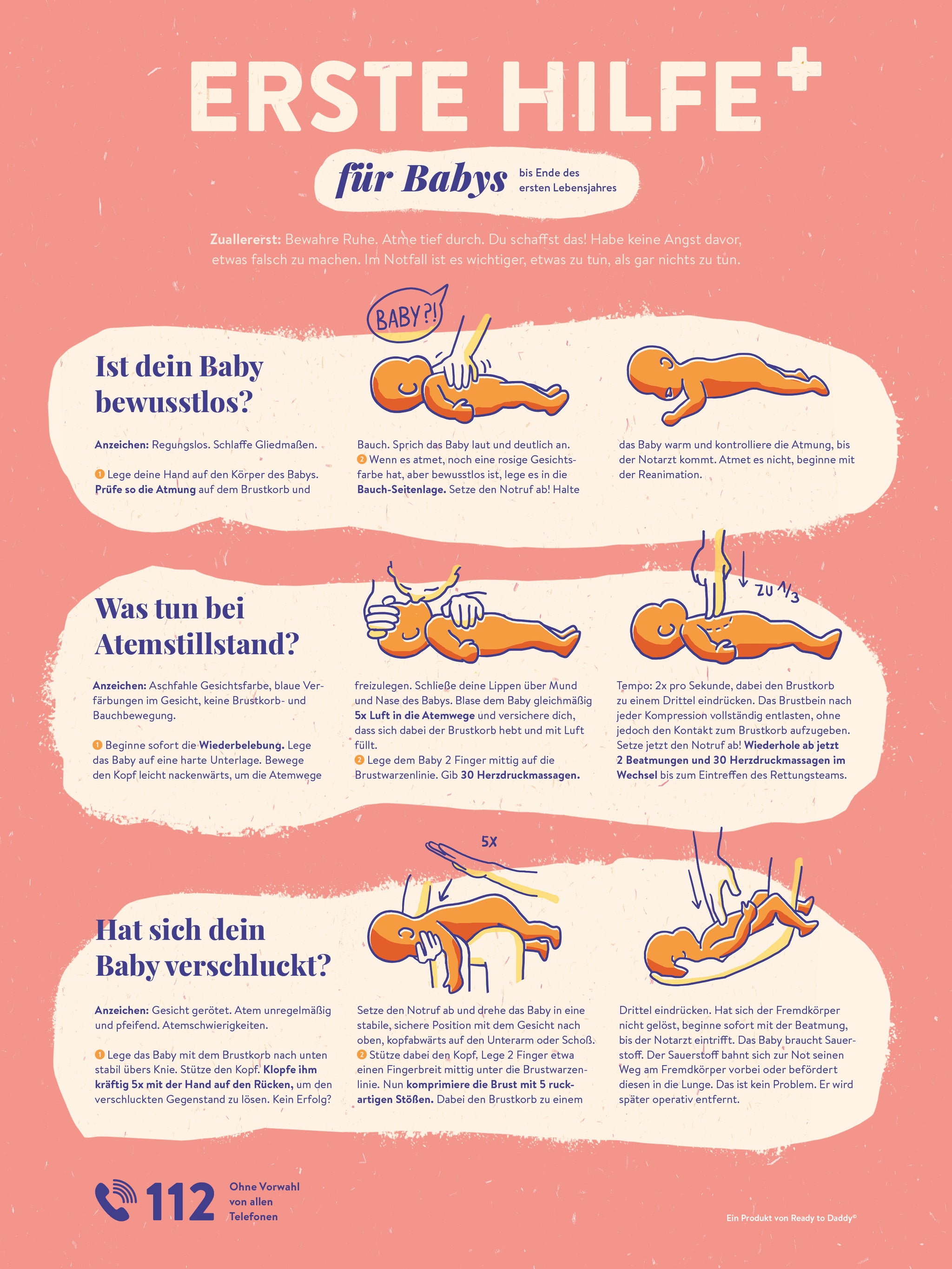 ERSTE HILFE für Babies - Poster - Ready to Daddy Products UG